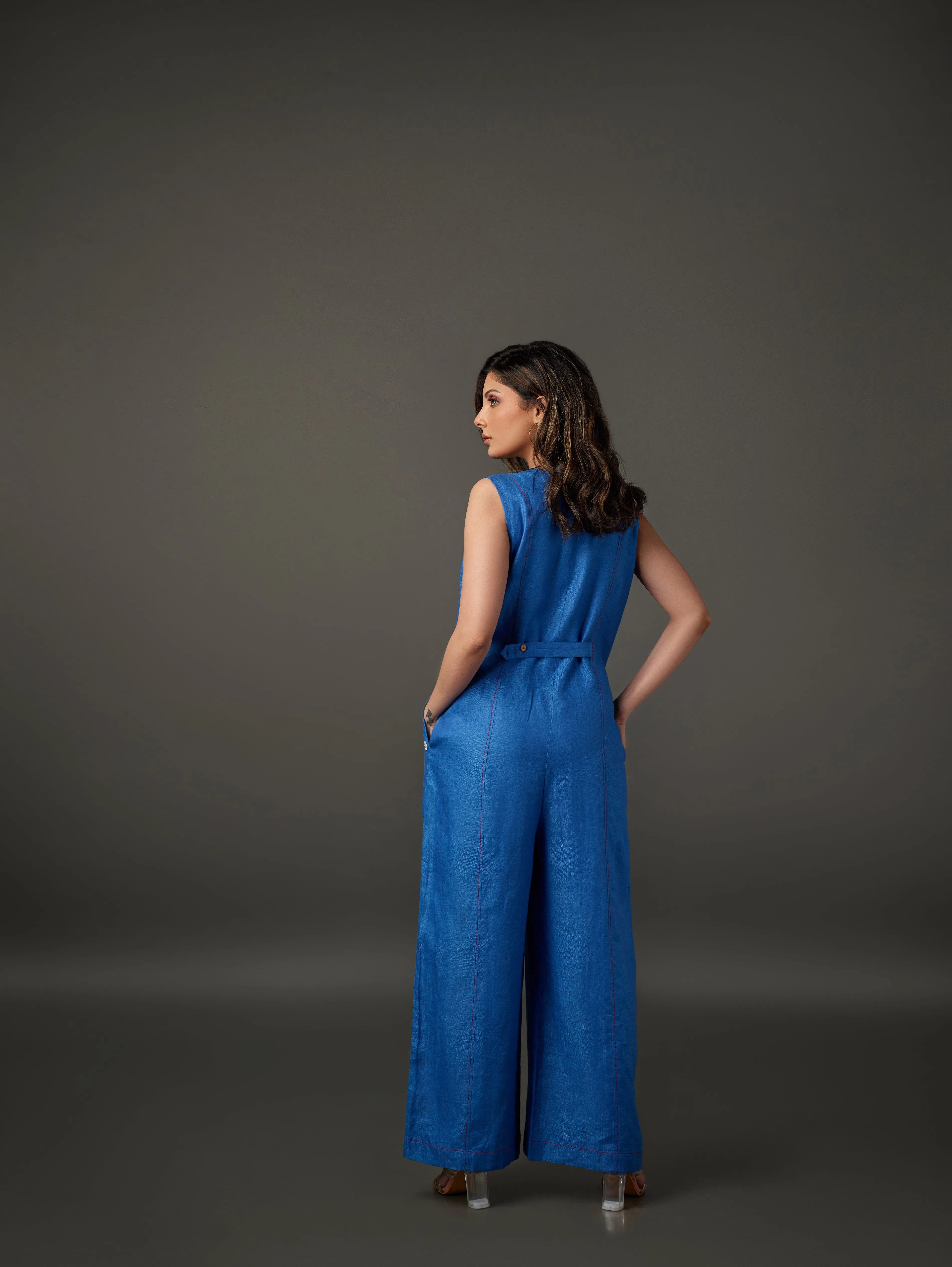 Linen Sleeveless Jumpsuit