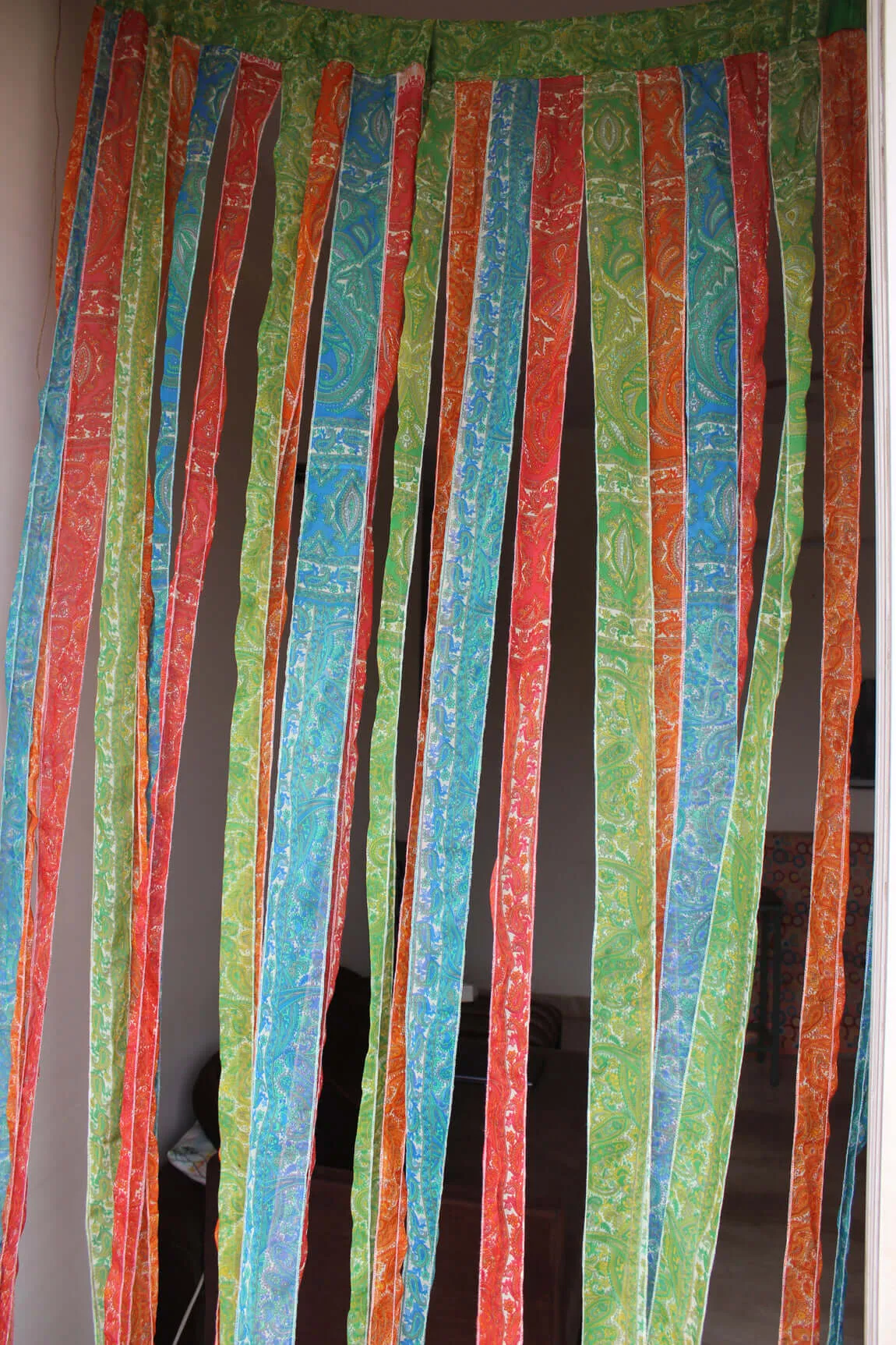 Mango Gifts New Indain Silk Sari Fabric Strip Doorway Curtain Bohemian Theme Hippy Hippie Gypsy Bohemian Decor