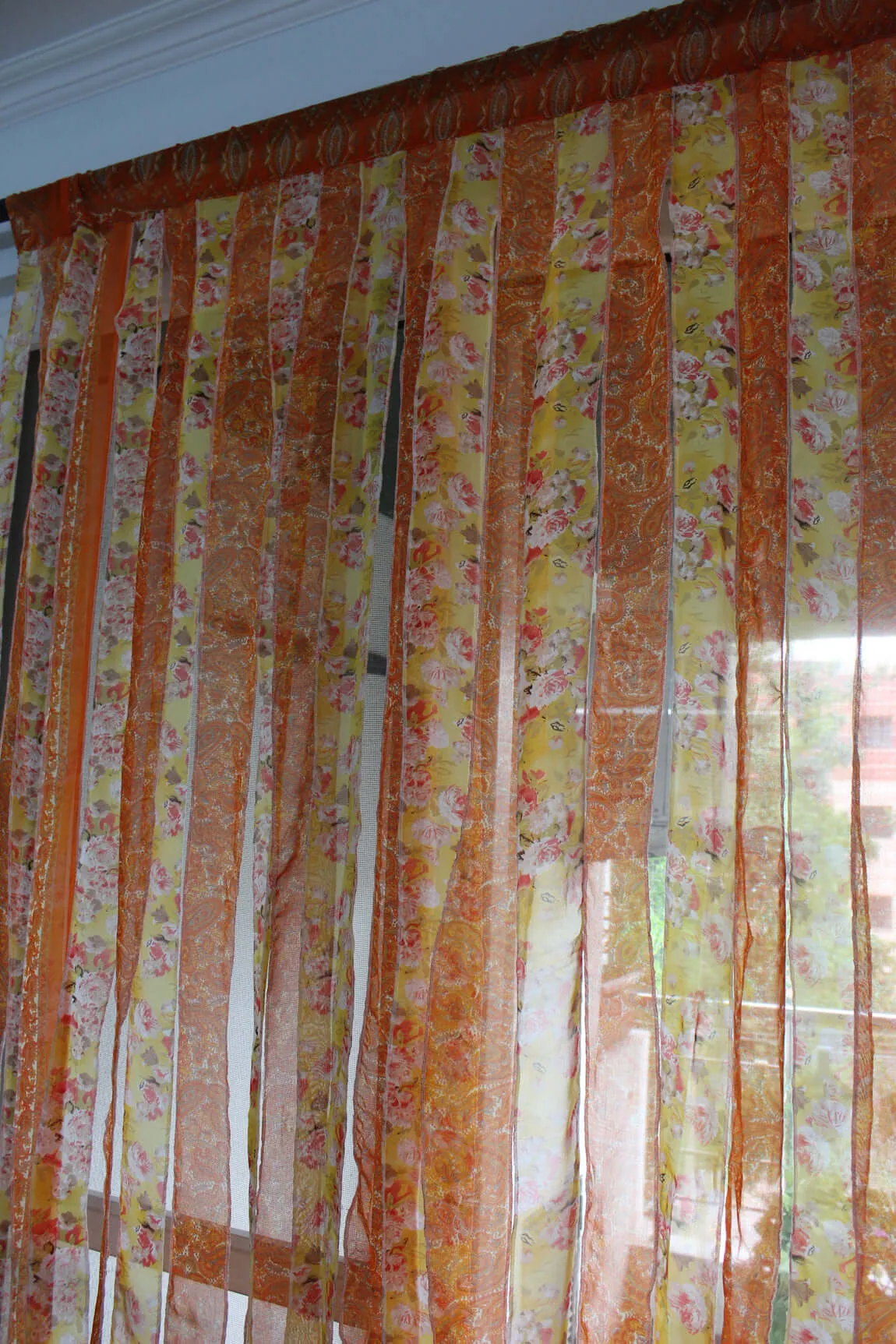 Mango Gifts New Indain Silk Sari Fabric Strip Doorway Curtain Bohemian Theme Hippy Hippie Gypsy Bohemian Decor