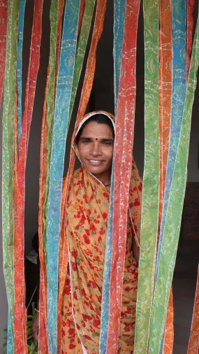 Mango Gifts New Indain Silk Sari Fabric Strip Doorway Curtain Bohemian Theme Hippy Hippie Gypsy Bohemian Decor