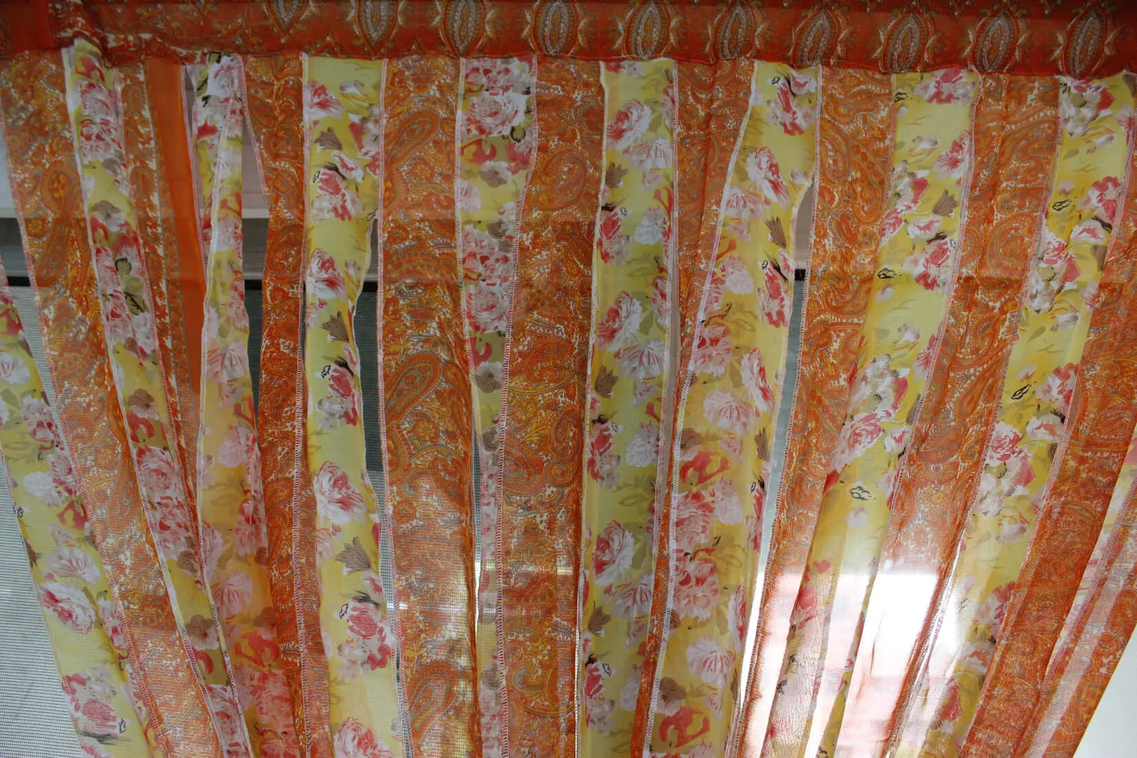 Mango Gifts New Indain Silk Sari Fabric Strip Doorway Curtain Bohemian Theme Hippy Hippie Gypsy Bohemian Decor