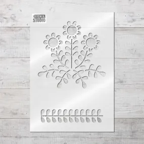 Marjorie Flowers & Leaf Border Stencil
