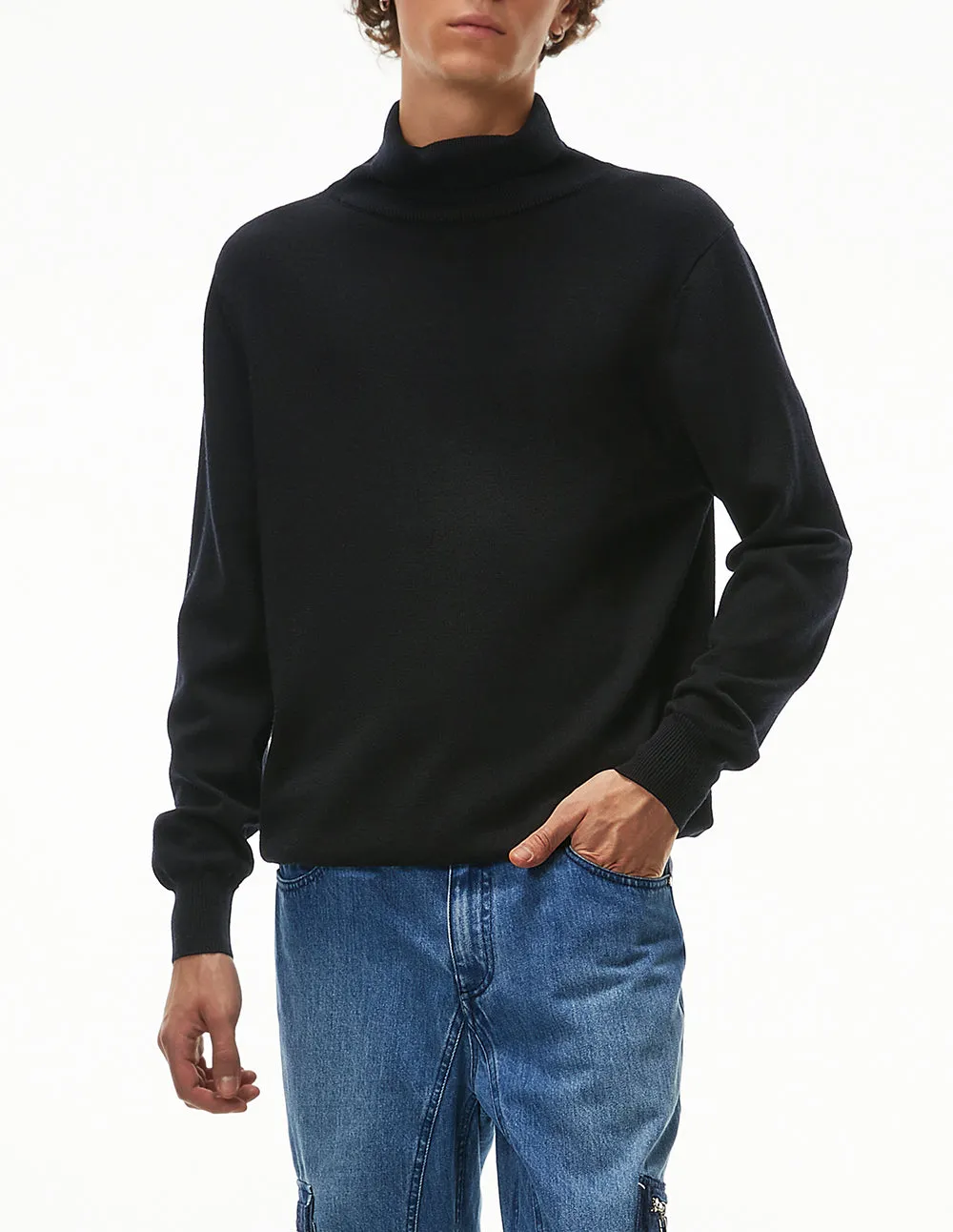 MARK FAST Men Wool Turtleneck Long Sleeve Slim Fit Sweater