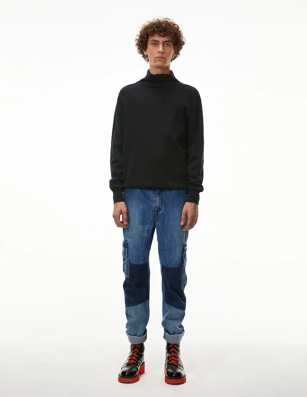 MARK FAST Men Wool Turtleneck Long Sleeve Slim Fit Sweater