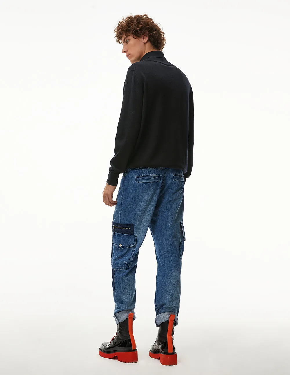 MARK FAST Men Wool Turtleneck Long Sleeve Slim Fit Sweater