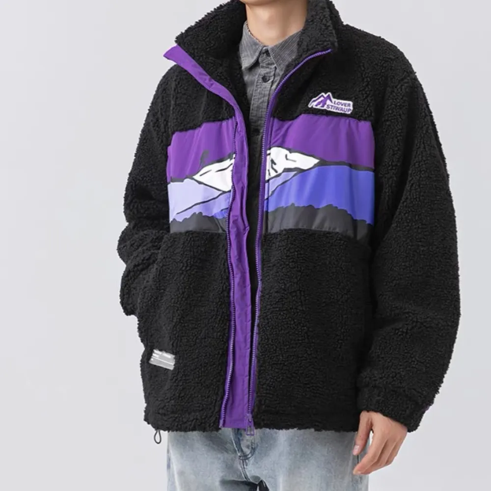 Mountains Patchwork Sherpa Coat