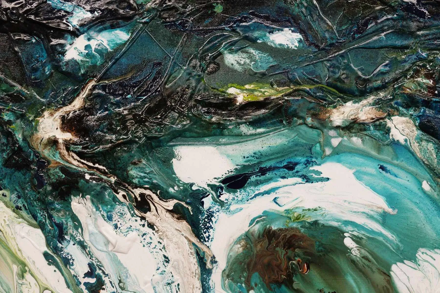 Natural Teals 200cm x 80cm Teal Textured Abstract Painting (SOLD)