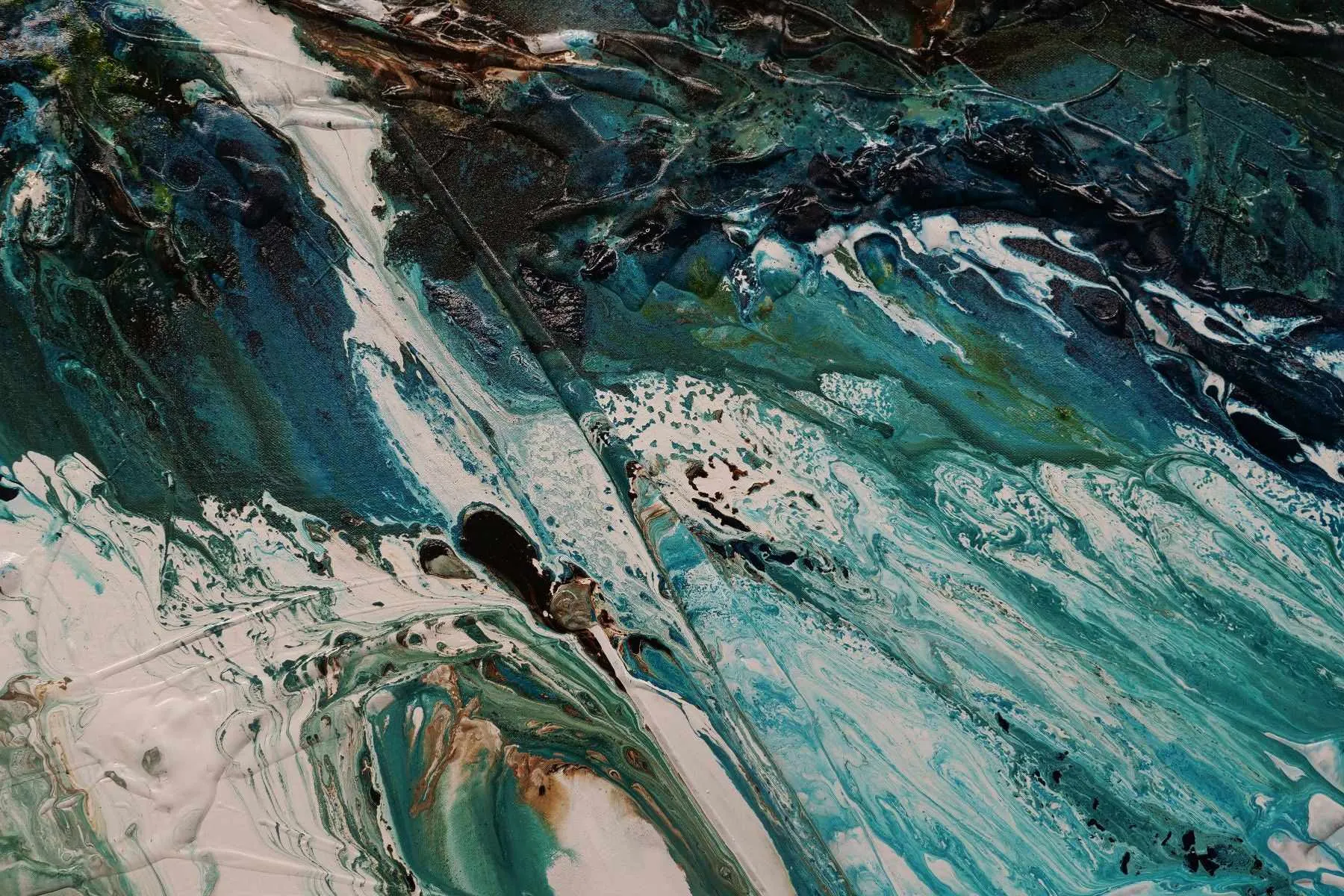 Natural Teals 200cm x 80cm Teal Textured Abstract Painting (SOLD)