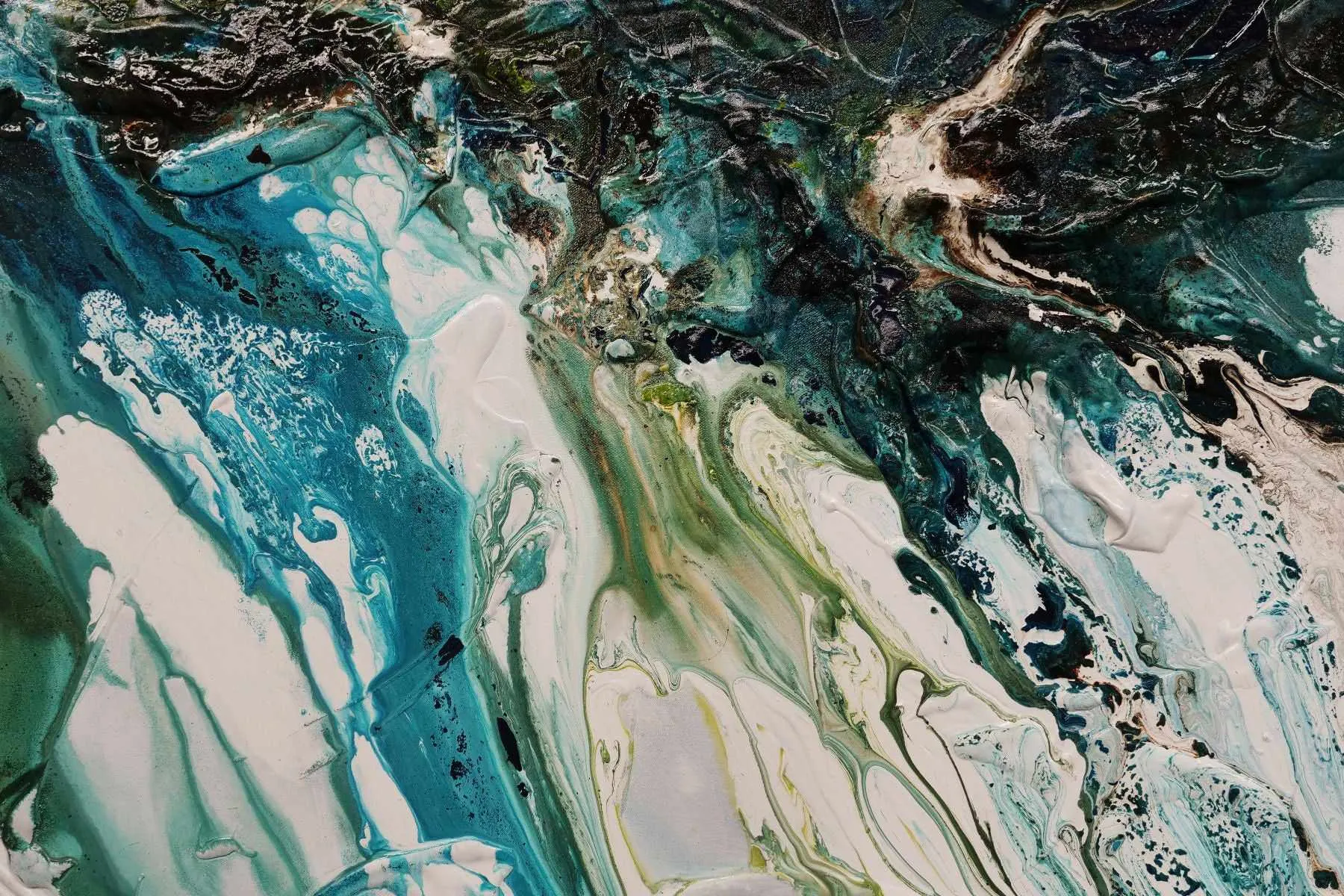 Natural Teals 200cm x 80cm Teal Textured Abstract Painting (SOLD)