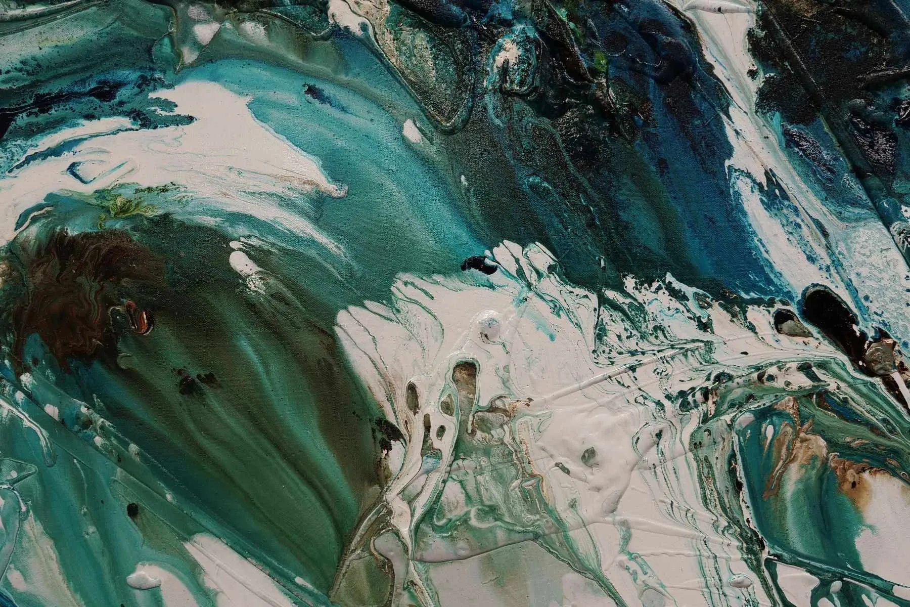 Natural Teals 200cm x 80cm Teal Textured Abstract Painting (SOLD)