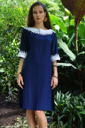 Navy Blue  Resort Reina Style Tunic Dress