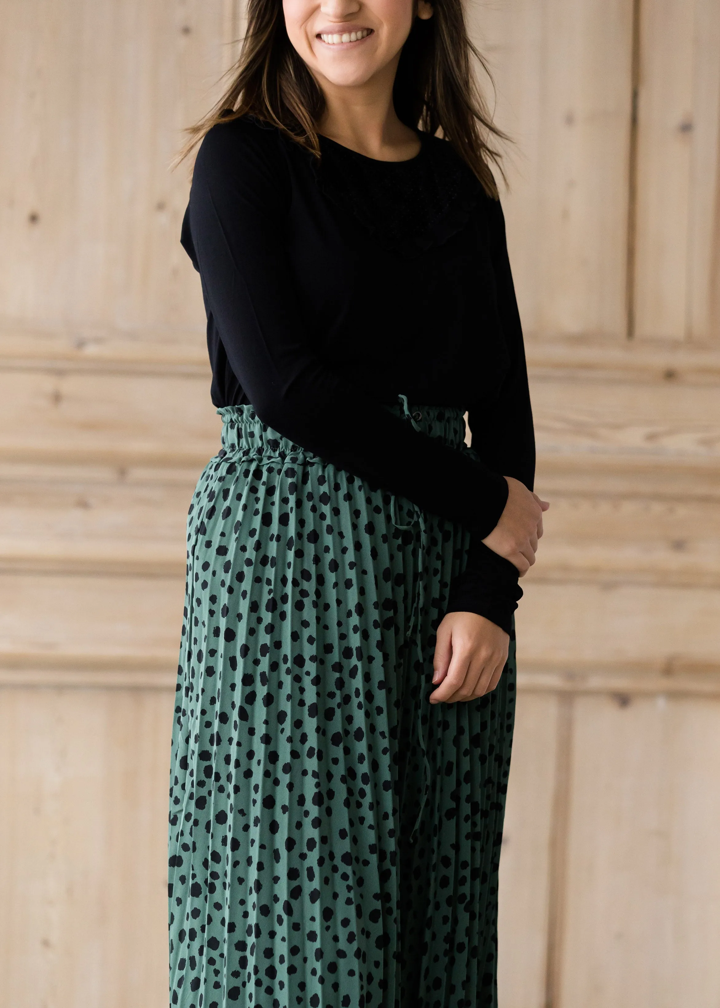 Olive Green Leopard Print Midi Skirt - FINAL SALE