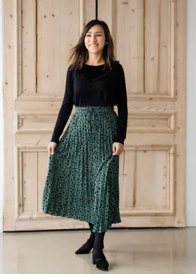 Olive Green Leopard Print Midi Skirt - FINAL SALE