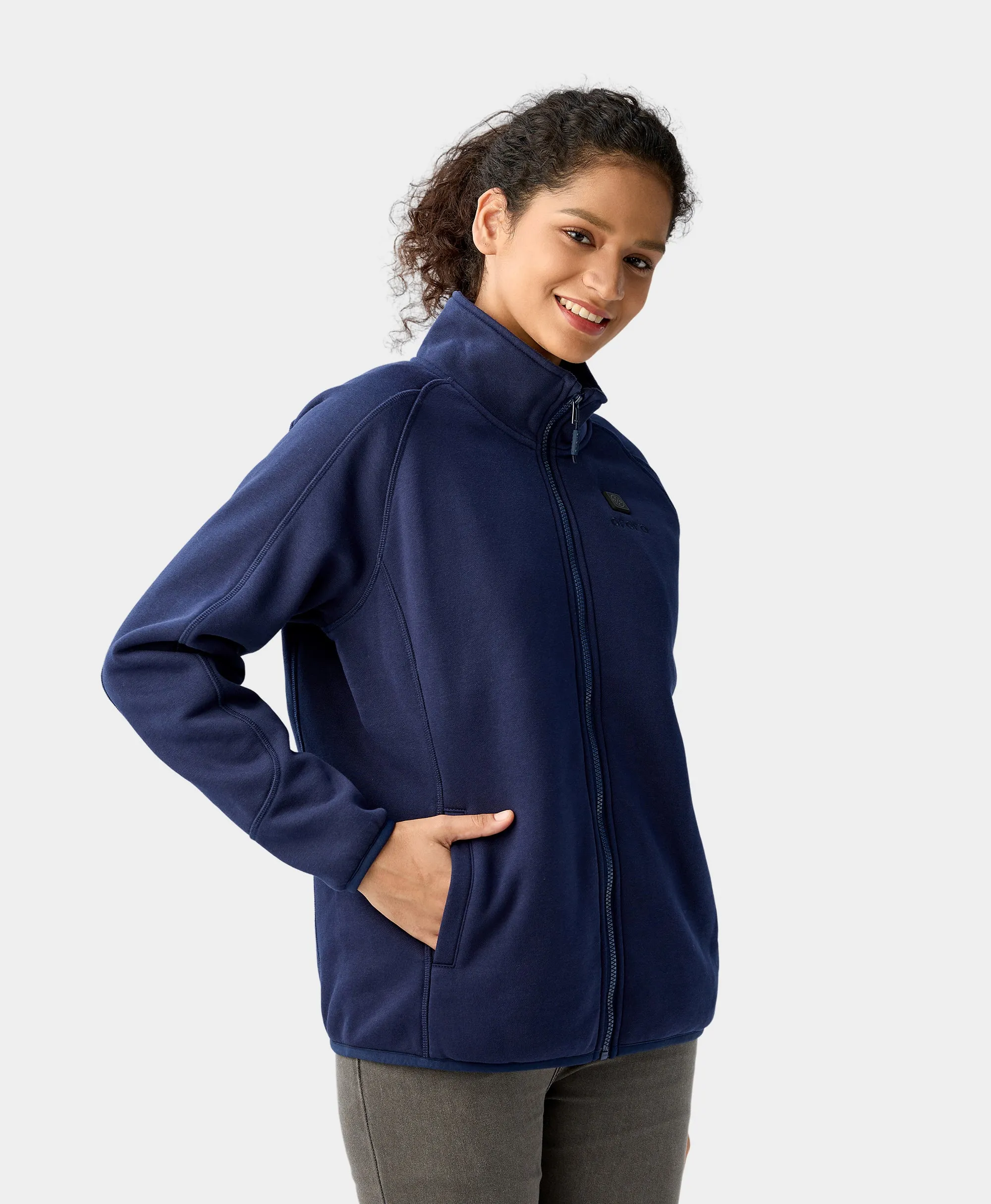 (Open-Box) Women's Heated Fleece Jacket - Blue  (Battery Set Not Included)