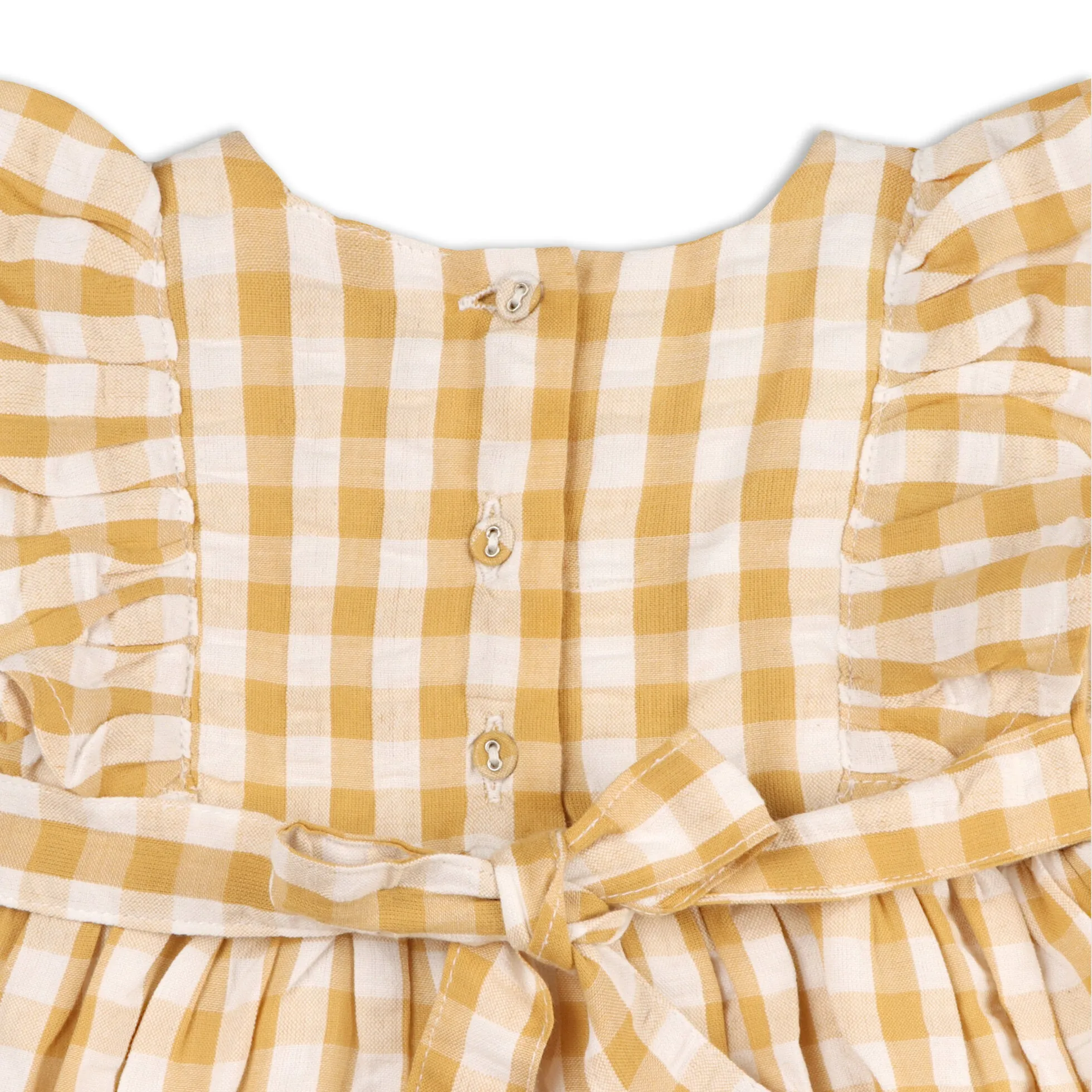 Organic Cotton Alina Hand-smocked Seersucker Gingham Baby Dress   Bloomer