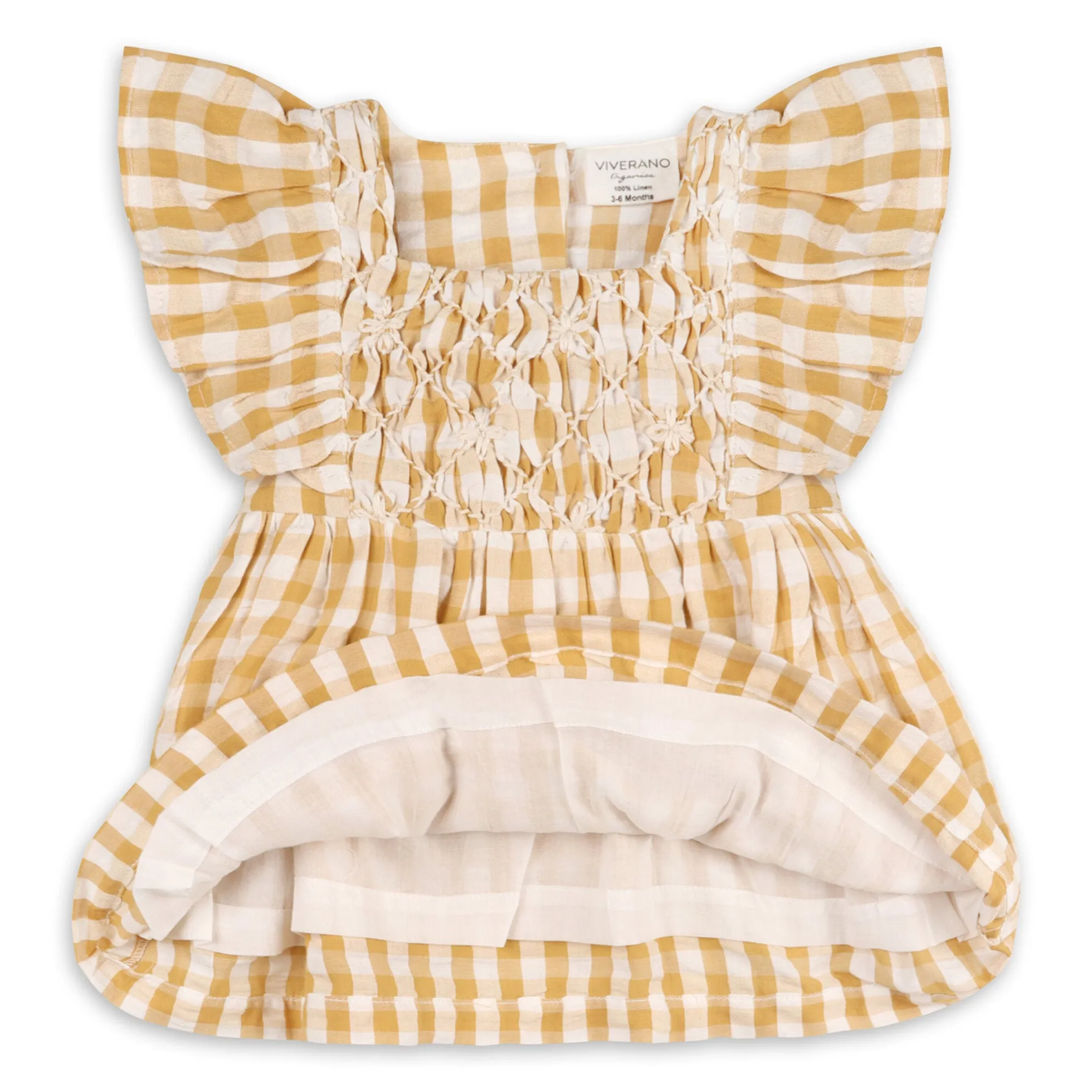 Organic Cotton Alina Hand-smocked Seersucker Gingham Baby Dress   Bloomer