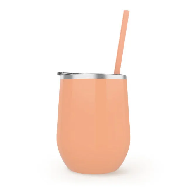 OVERSTOCK SALE 12 oz Blank Stainless Steel Insulated Stemless Wine Tumbler with Lid