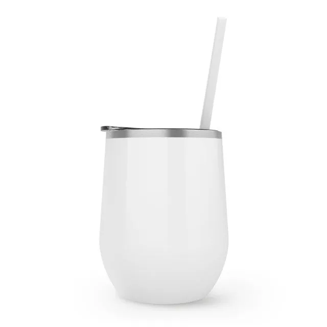 OVERSTOCK SALE 12 oz Blank Stainless Steel Insulated Stemless Wine Tumbler with Lid
