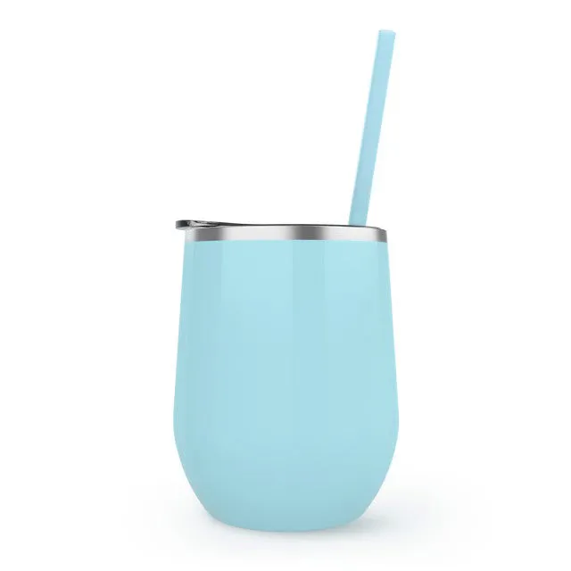 OVERSTOCK SALE 12 oz Blank Stainless Steel Insulated Stemless Wine Tumbler with Lid