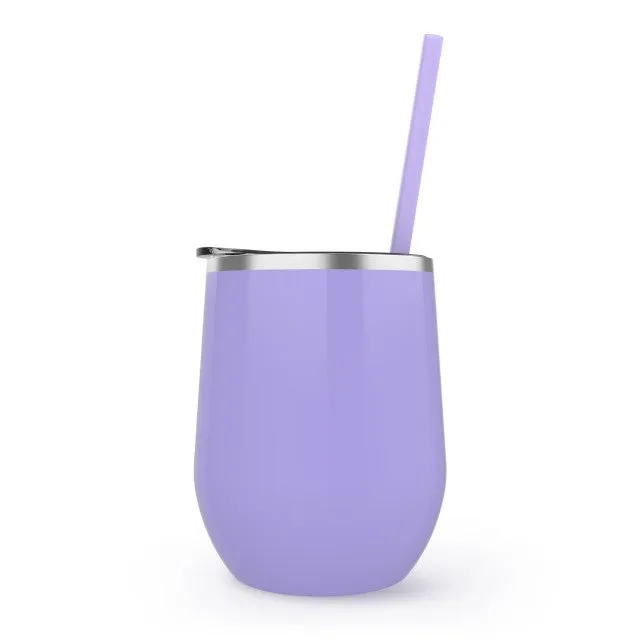 OVERSTOCK SALE 12 oz Blank Stainless Steel Insulated Stemless Wine Tumbler with Lid