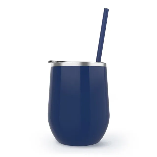 OVERSTOCK SALE 12 oz Blank Stainless Steel Insulated Stemless Wine Tumbler with Lid