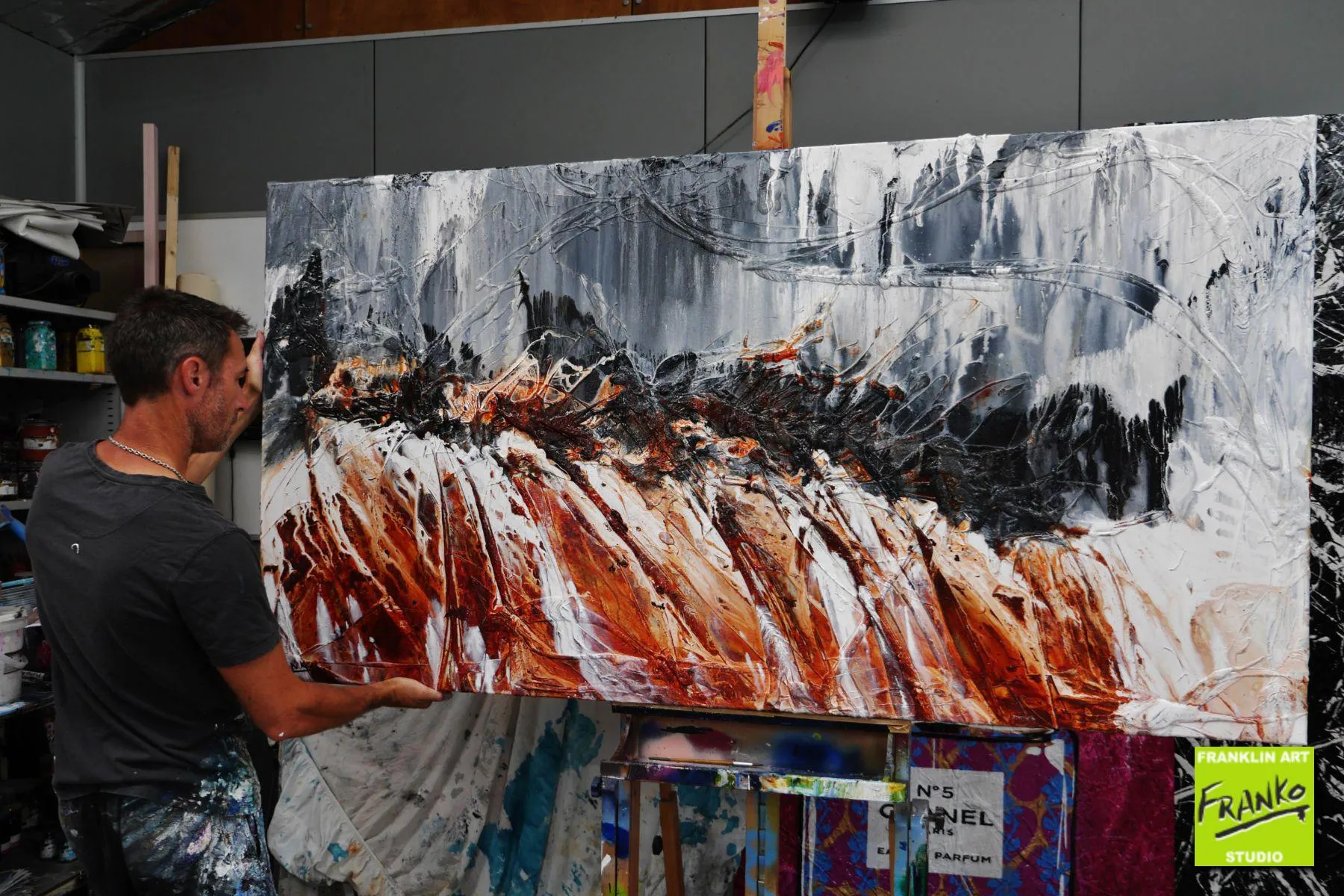 Oxide Rush 190cm x 100cm Grey Brown Textured Abstract Painting (SOLD)
