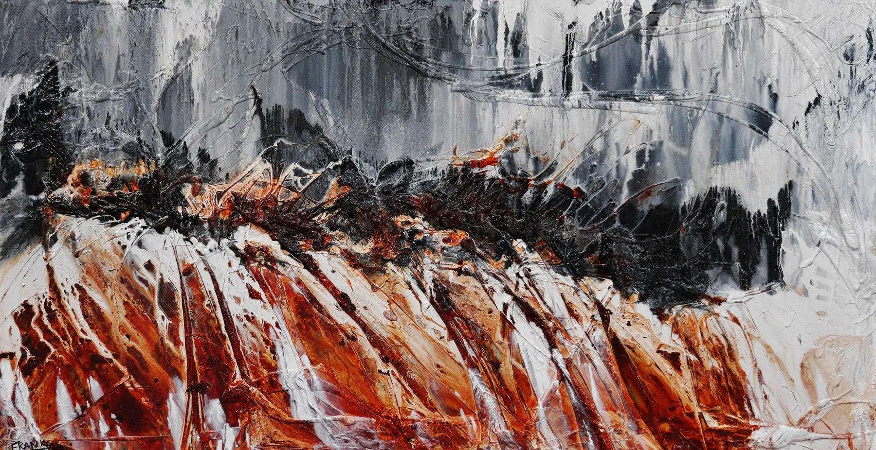 Oxide Rush 190cm x 100cm Grey Brown Textured Abstract Painting (SOLD)