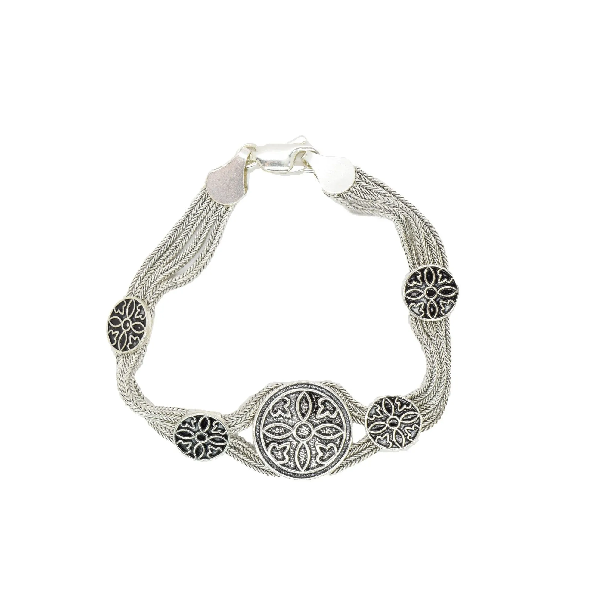 Oxidized Cross Bracelet