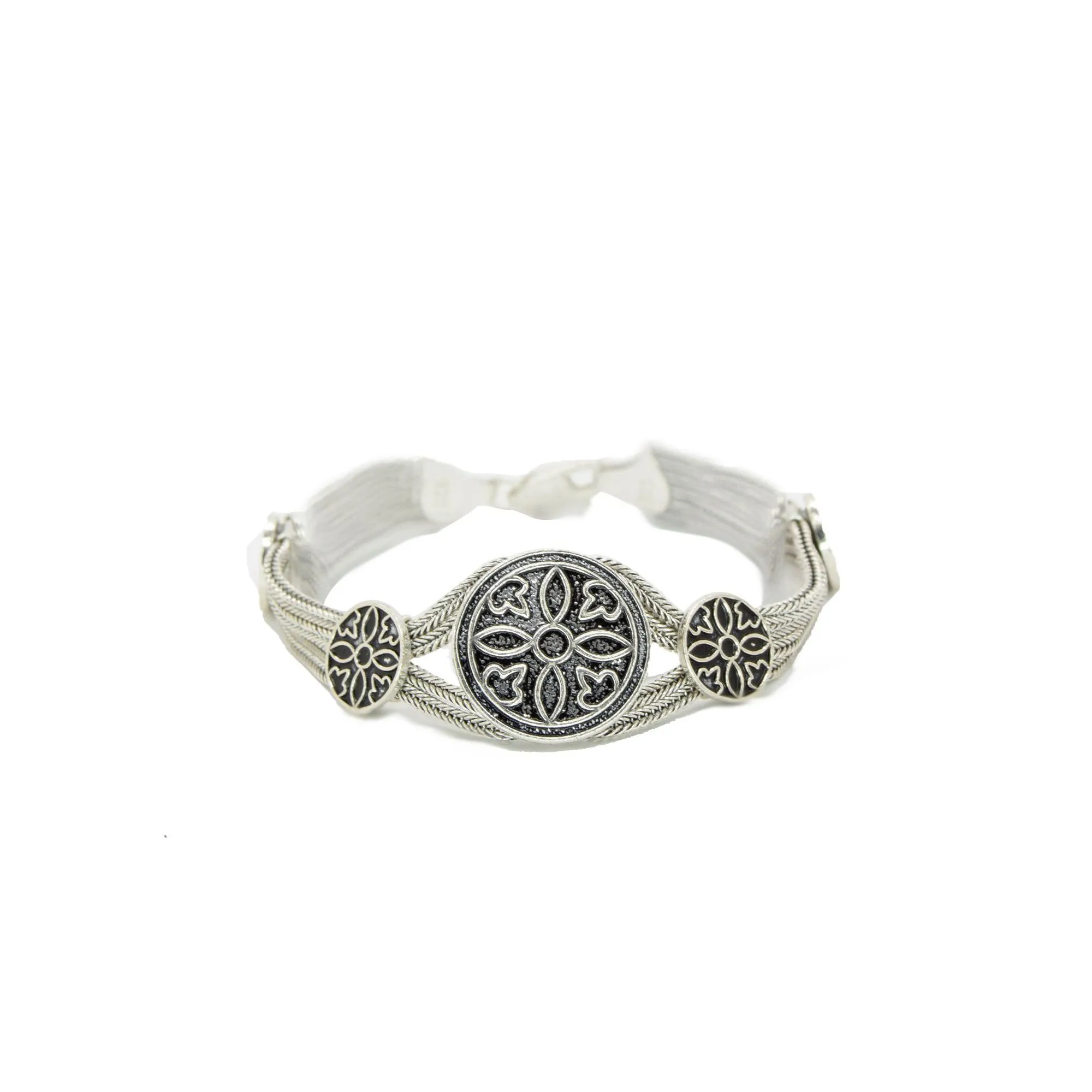 Oxidized Cross Bracelet