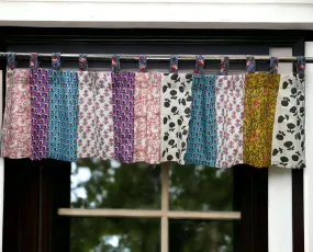 Patchwork Boho Window Curtain Valance, 100% Cotton, Multicolour Floral Print Decoration, Window Treatment, Bohemian Theme Home Decor, Size 84" x 21" Inch