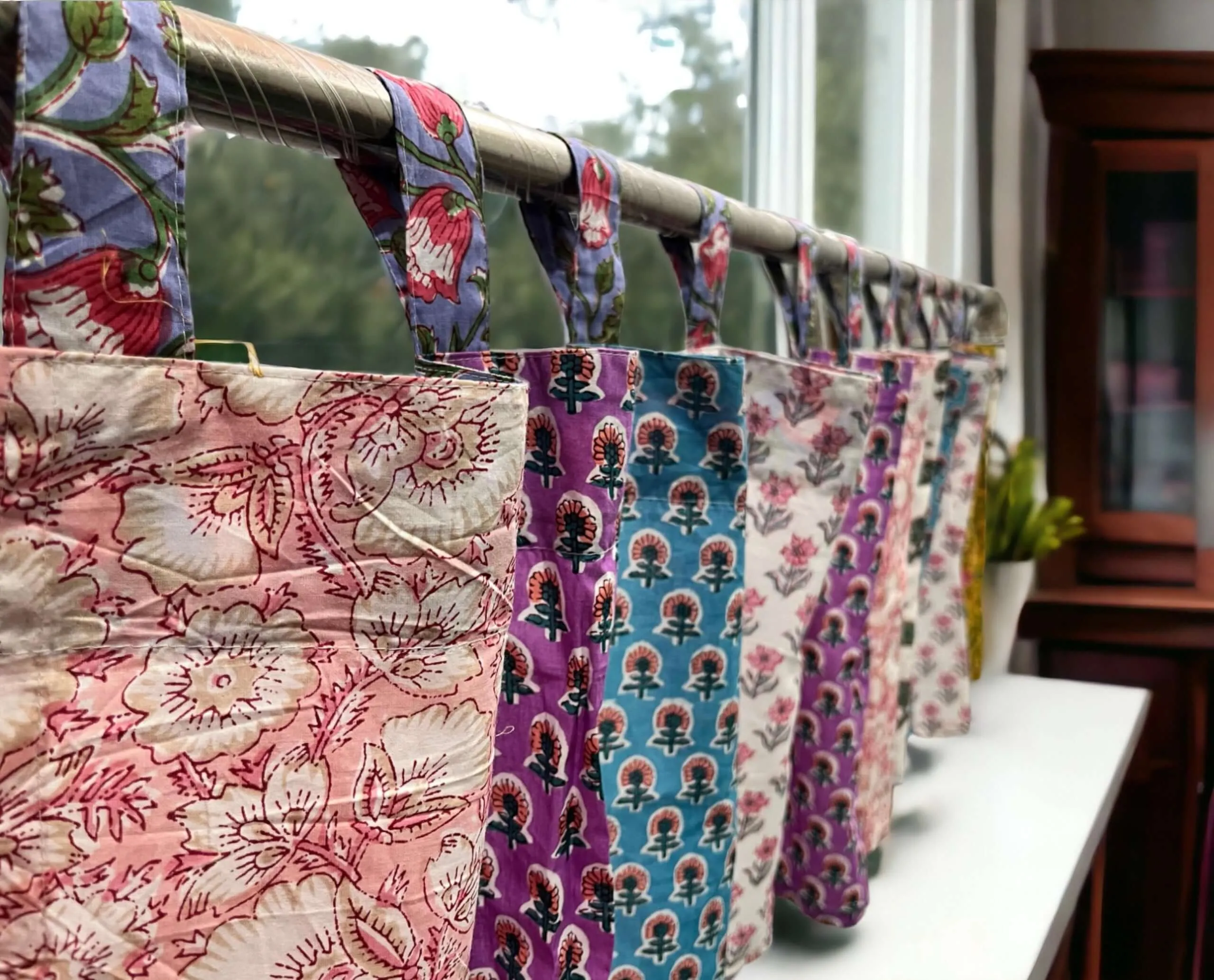 Patchwork Boho Window Curtain Valance, 100% Cotton, Multicolour Floral Print Decoration, Window Treatment, Bohemian Theme Home Decor, Size 84" x 21" Inch