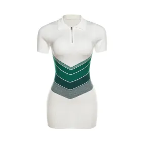 Pre Order:  Chevron Polo Knit Midi Dress