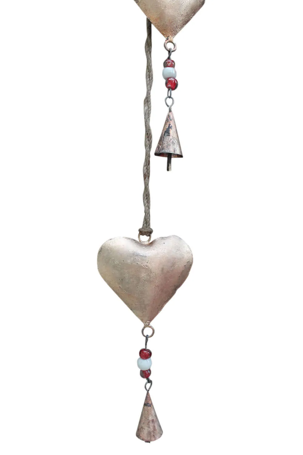 Recycled Iron Heart Love Hanging Chime Galvanized Metal Heart Wall Décor for Rustic Farmhouse and Patio Decor