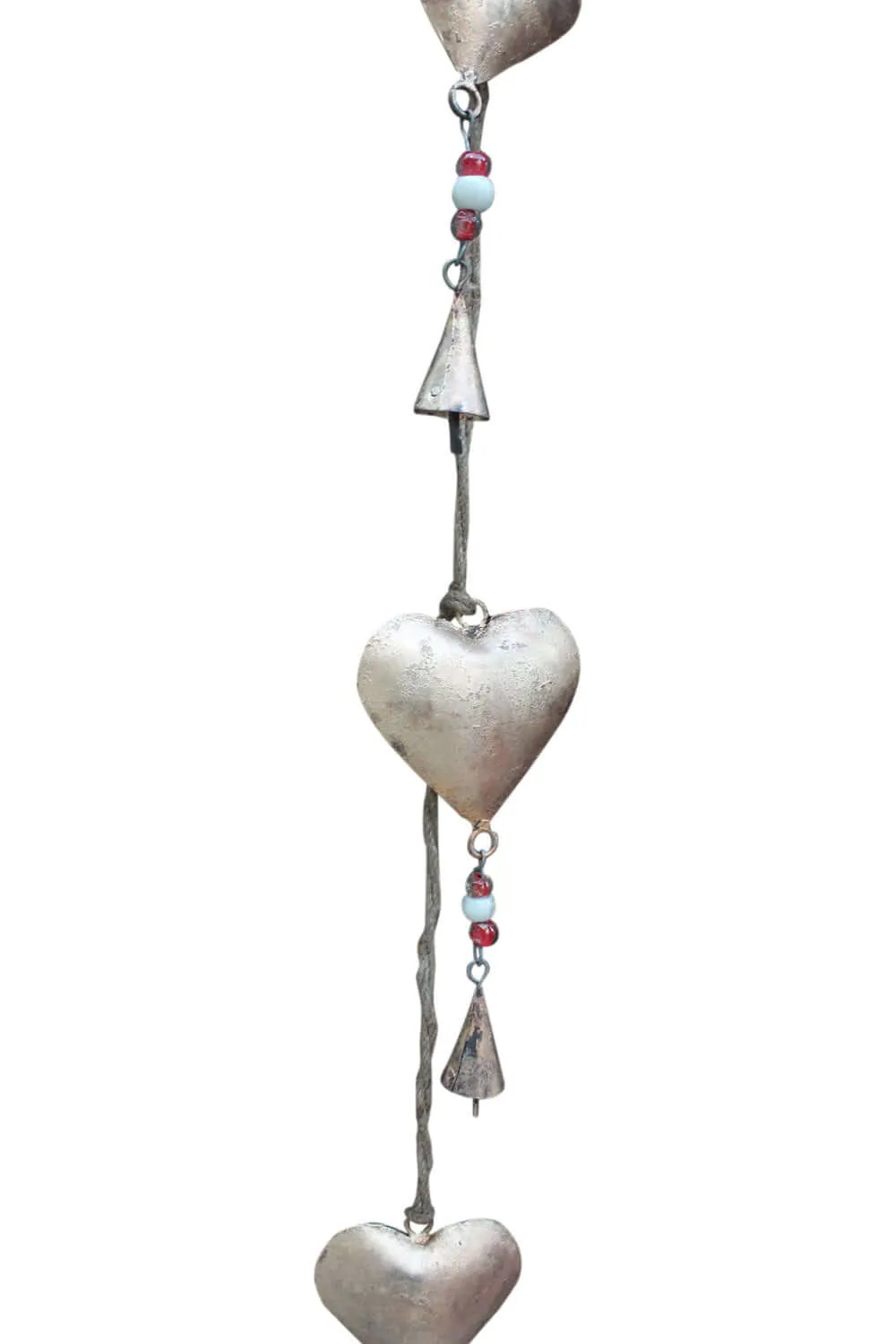 Recycled Iron Heart Love Hanging Chime Galvanized Metal Heart Wall Décor for Rustic Farmhouse and Patio Decor