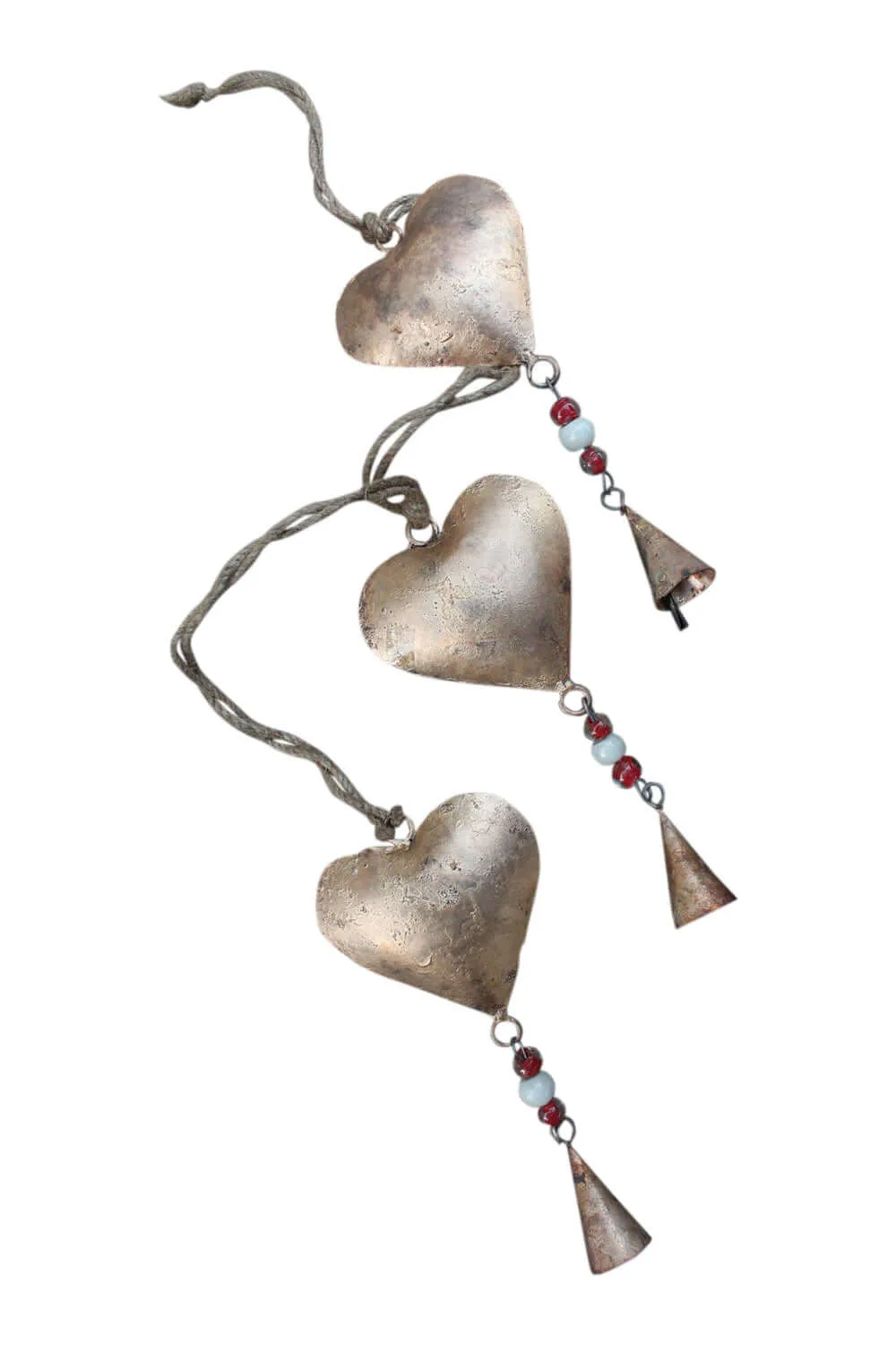 Recycled Iron Heart Love Hanging Chime Galvanized Metal Heart Wall Décor for Rustic Farmhouse and Patio Decor