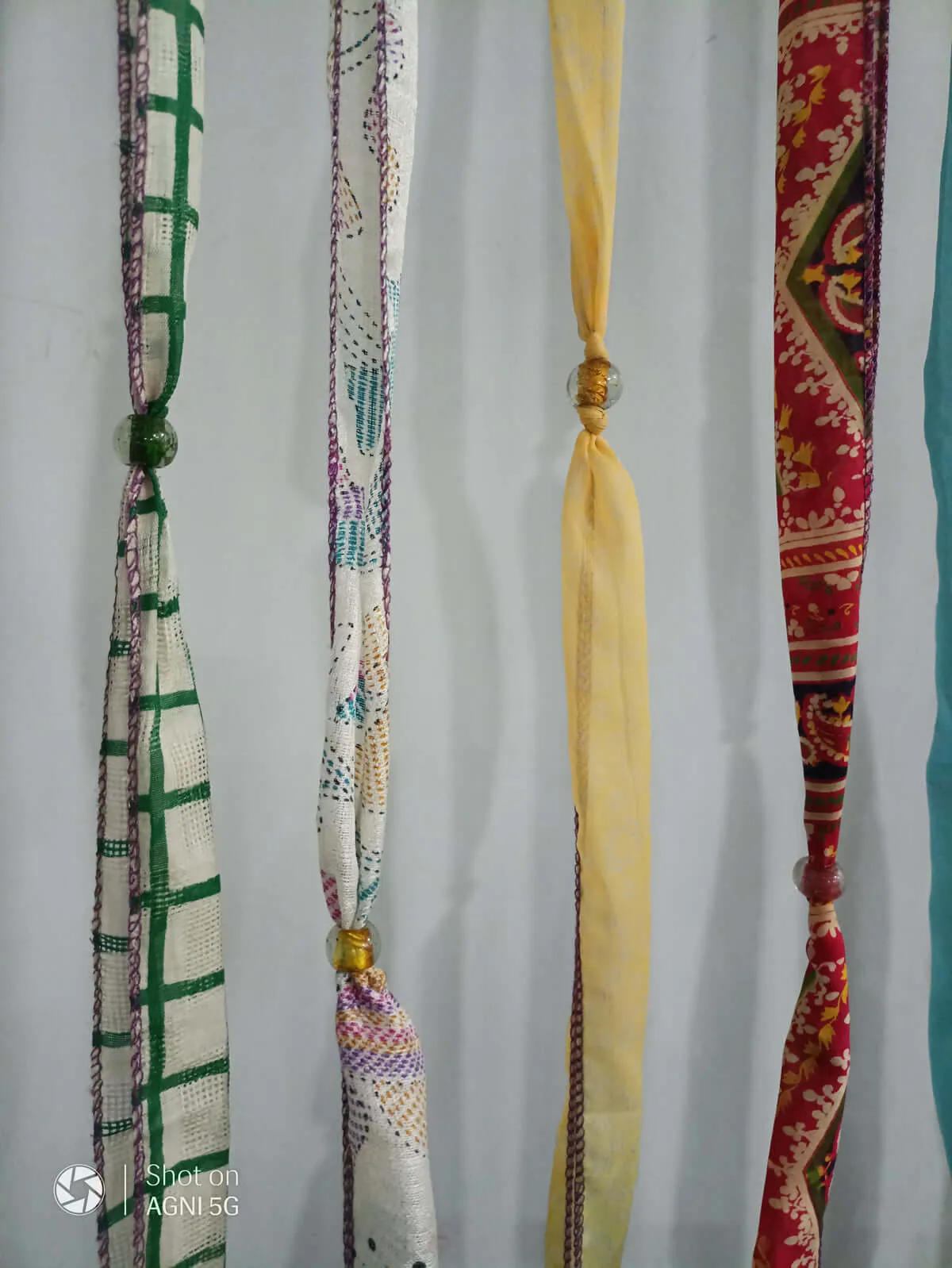 Recycled Silk Sari Colorful Ribbon Hippie Beaded Doorway Boho Curtains Bohemian Panels Drapes