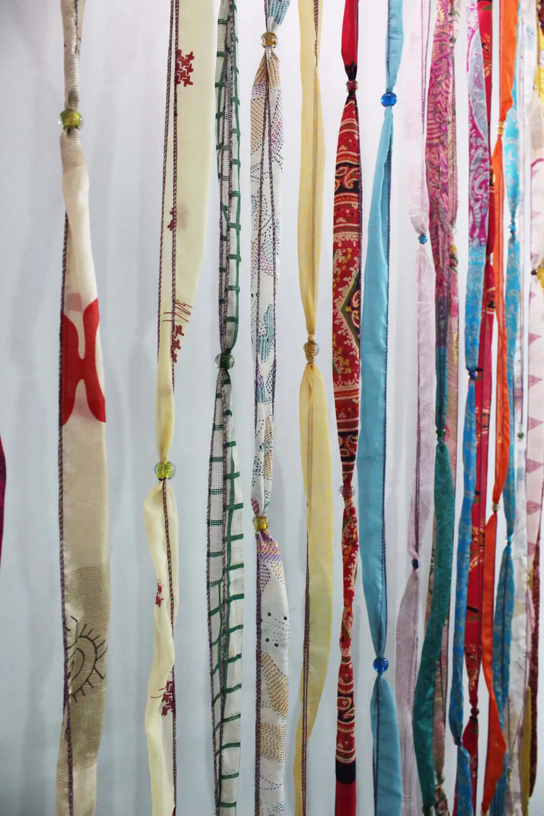 Recycled Silk Sari Colorful Ribbon Hippie Beaded Doorway Boho Curtains Bohemian Panels Drapes