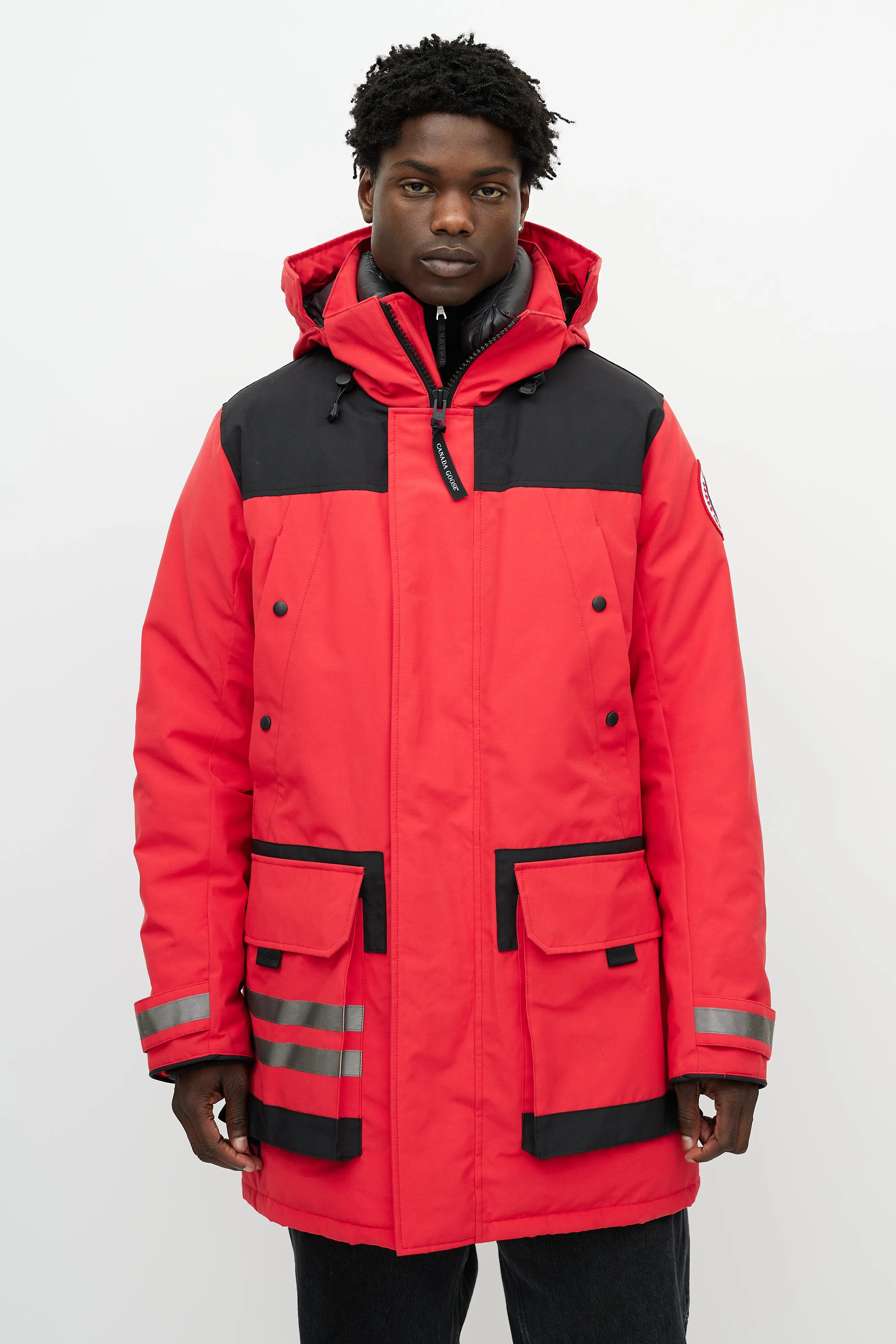 Red & Black Erickson Down Reflective Parka
