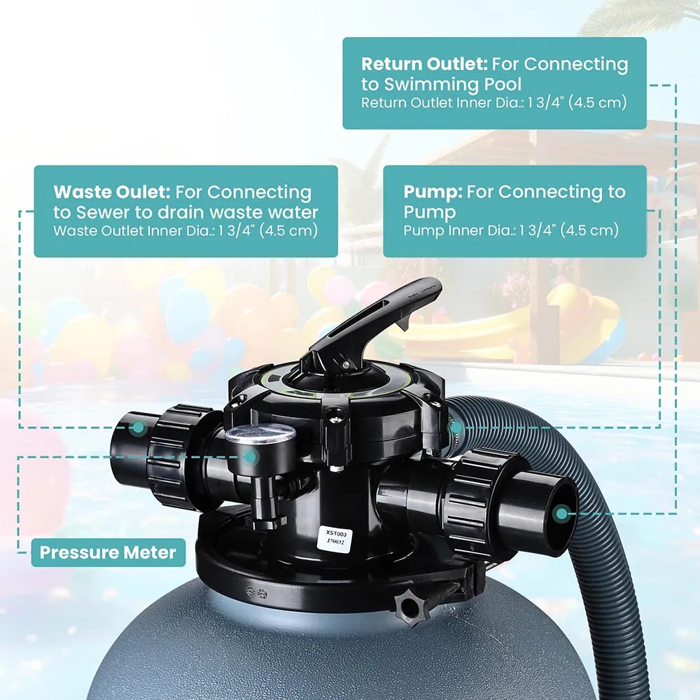Sand Filter w/ Valve for Pool & Spa In / Above Ground
