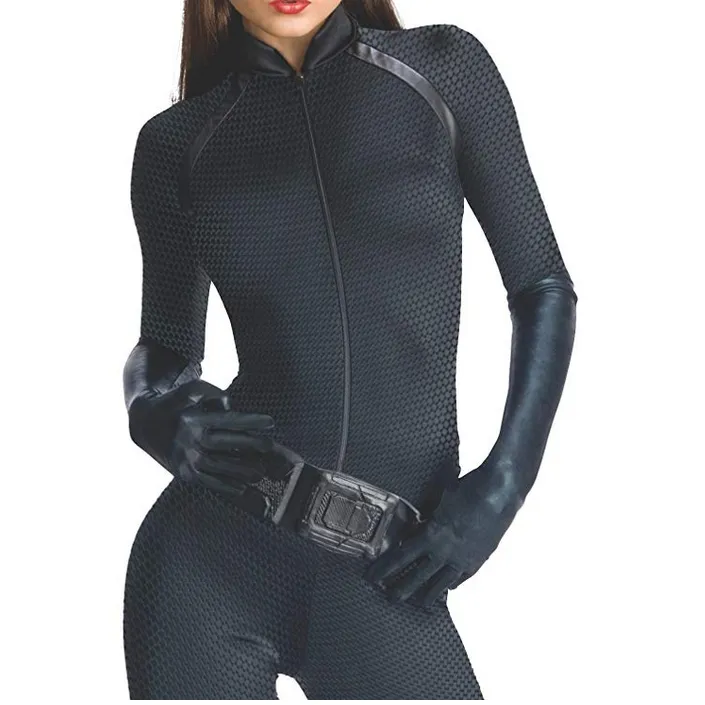 Sexy Black Adult Catwoman Jumpsuit Costume