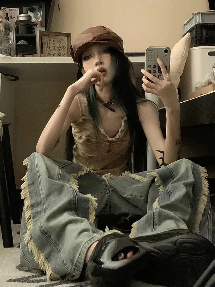 Splicing Tassel Y2k Oversized Pants