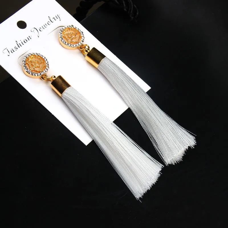 Tassel Earrings Boho Bohemian Long Exaggerated Rose Flower Dangling Earrings for Women Orecchini Lunghi Oorbellen Lang Kolczyki