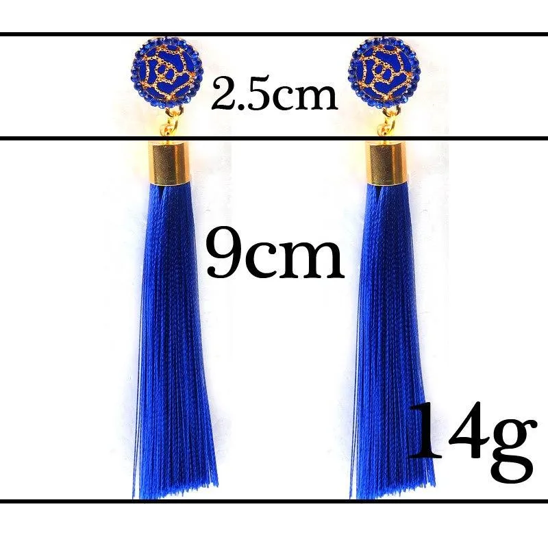 Tassel Earrings Boho Bohemian Long Exaggerated Rose Flower Dangling Earrings for Women Orecchini Lunghi Oorbellen Lang Kolczyki
