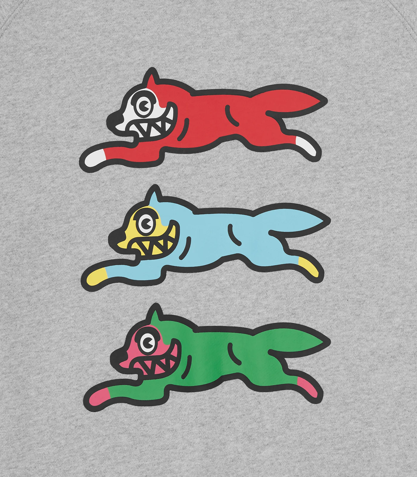 TRIPLE RUNNING DOG CREWNECK - HEATHER GREY