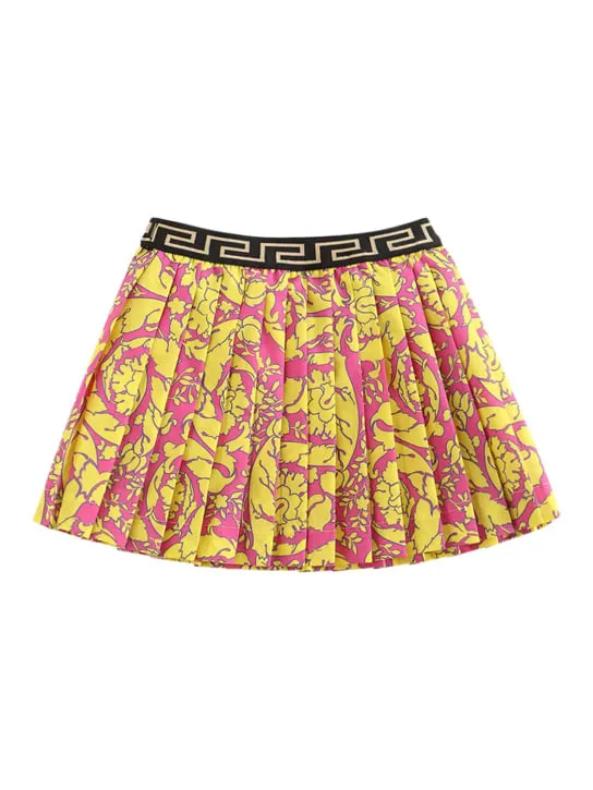 Versace   Barocco print pleated twill mini skirt 