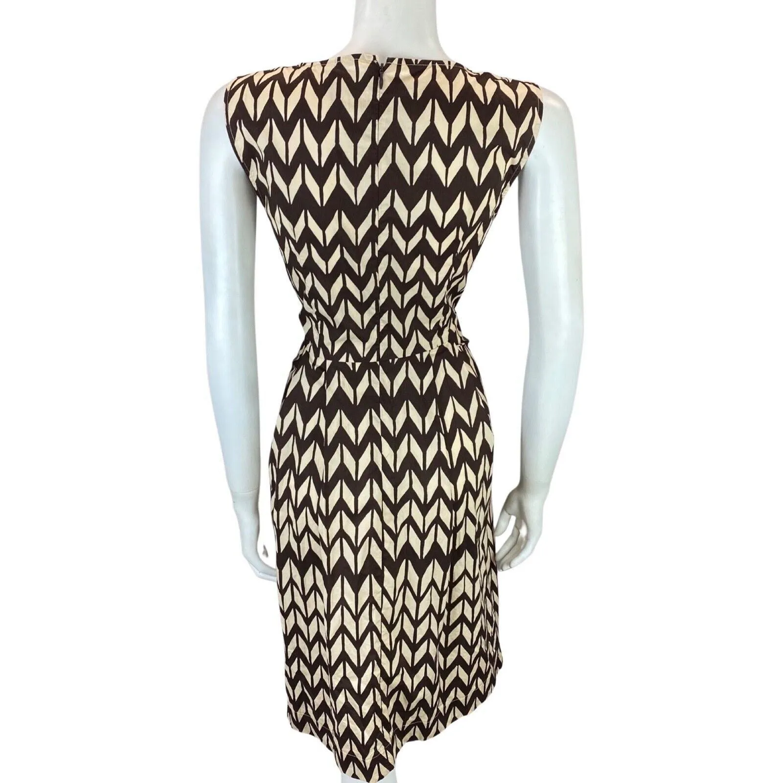Vintage 00s Brown Cream Woolrich Geometric Patterned Smock Dress 12 14 M
