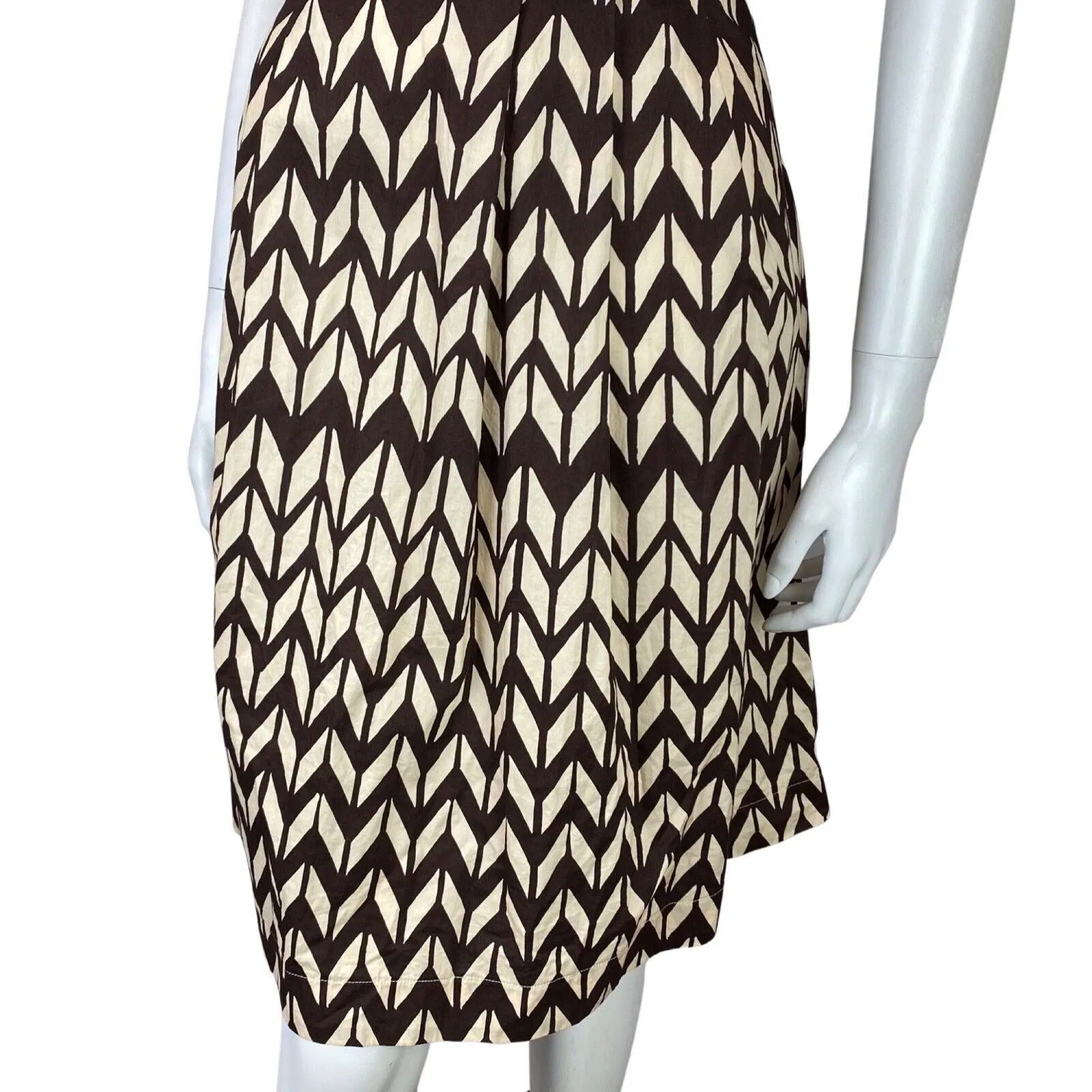 Vintage 00s Brown Cream Woolrich Geometric Patterned Smock Dress 12 14 M