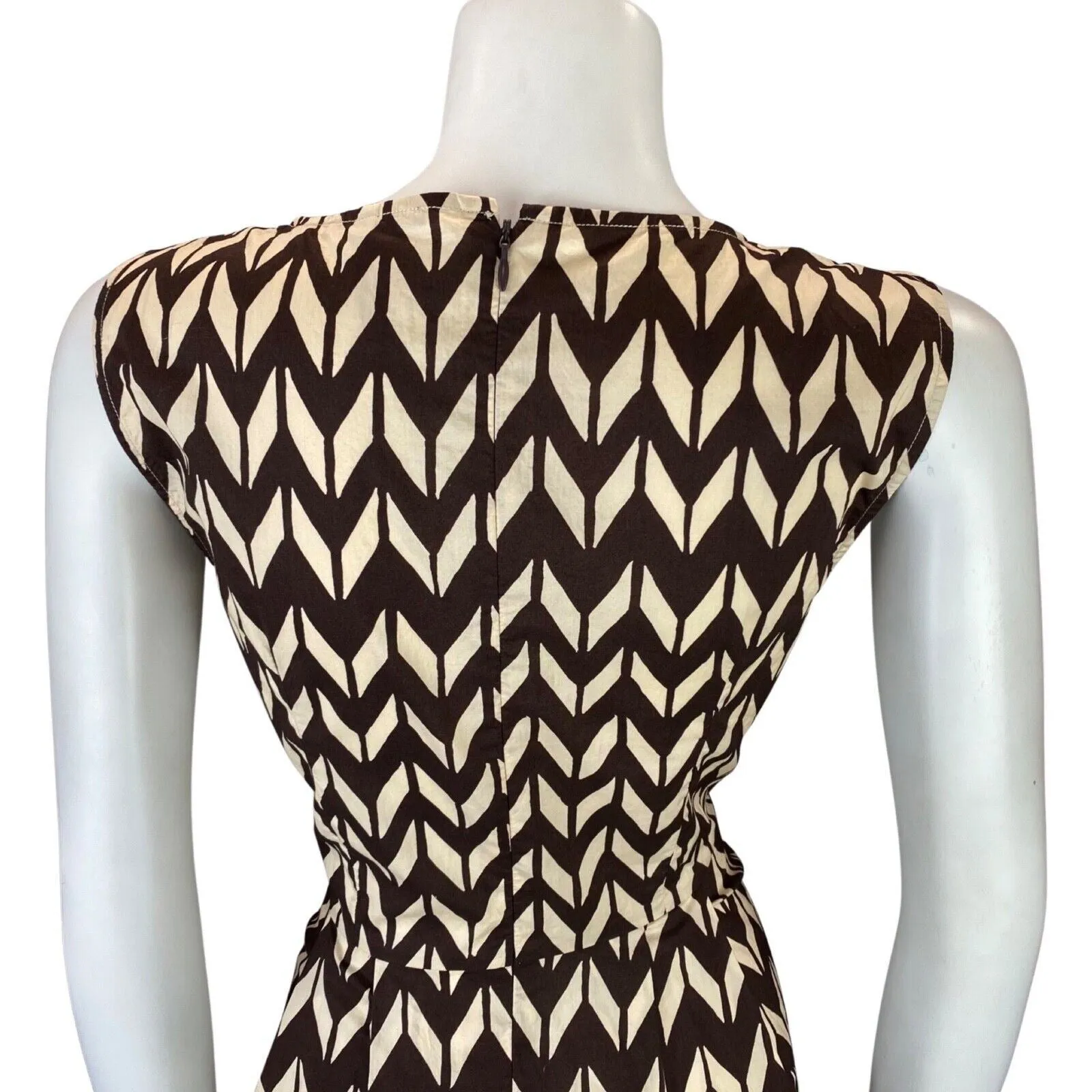 Vintage 00s Brown Cream Woolrich Geometric Patterned Smock Dress 12 14 M
