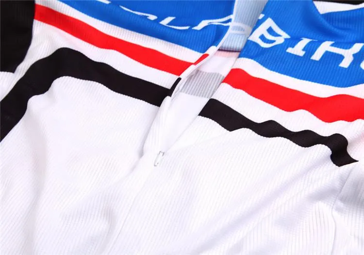 WOLFBIKE White Blue Short Sleeve Cycling Jersey