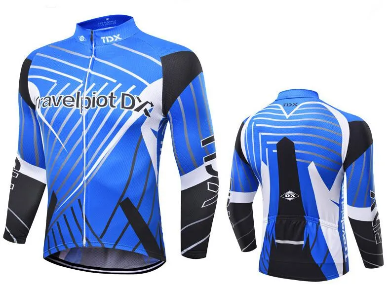 XINTOWN  Blue Black Long Sleeve Cycling Jersey